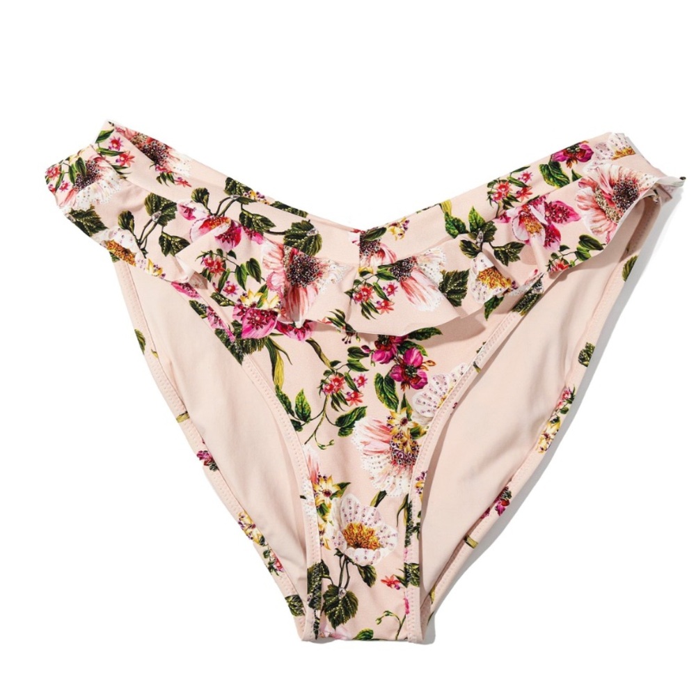 Hanky Panky Ruffle Trim V-Cut Bikini Bottom Botanical Treasures